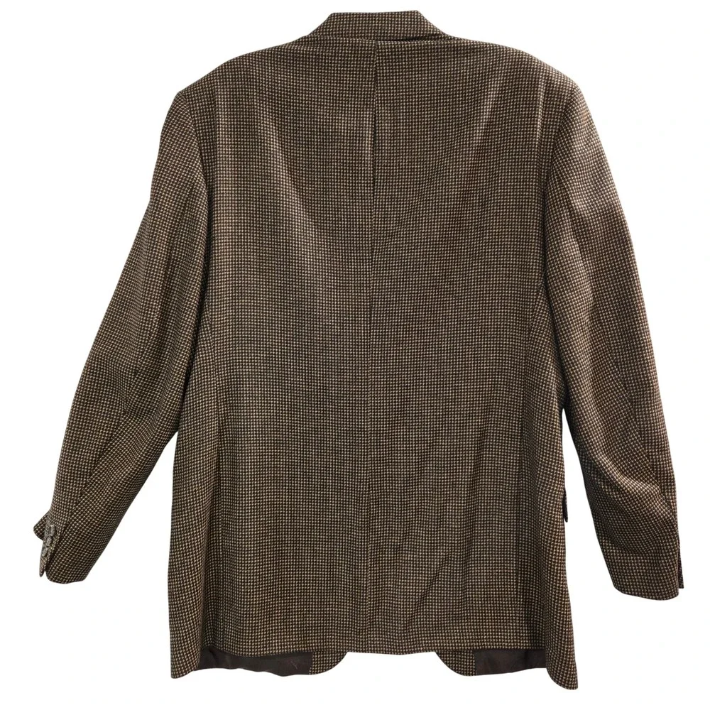 YSL Yves Saint Laurent 44R* Vintage 80s Blazer Brown Wool Silk MicroCheck Jacket